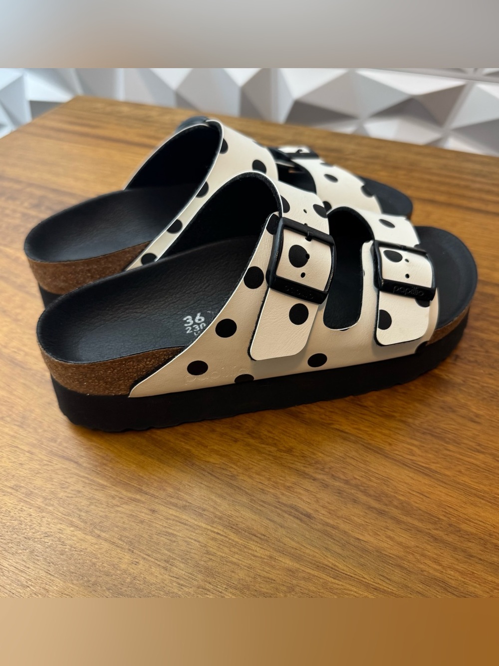 Birkenstock Papillio Arizona Platform sandals White Polka Dot Size 36